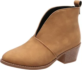 AMDBEL Booties for Women Dressy 2024 Ankle Boots Casual V Cut Slip On Chunky Heel Short Fall Winter Bootie Shoes