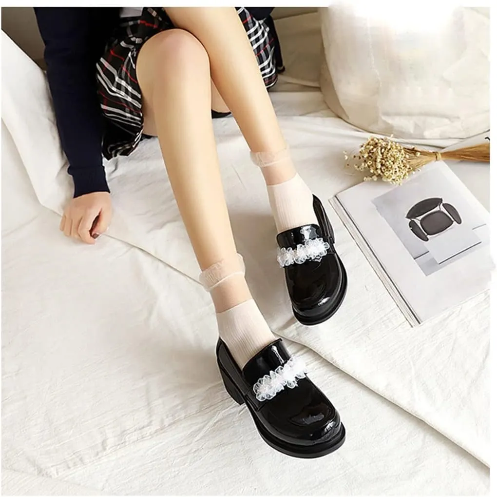 Betastella Women's Patent Leather Chunky Oxfords Mid Heel Loafers Slip On Round Toe Dress Pump Shoes