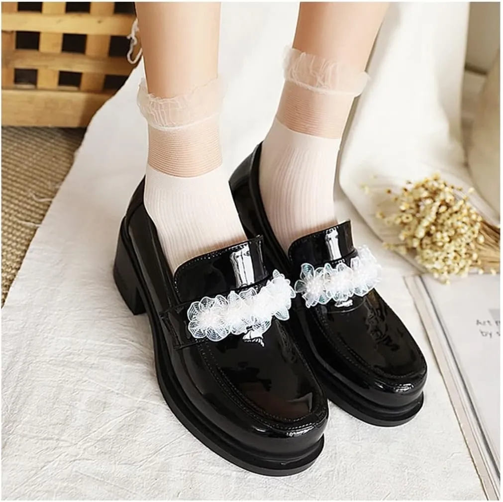 Betastella Women's Patent Leather Chunky Oxfords Mid Heel Loafers Slip On Round Toe Dress Pump Shoes
