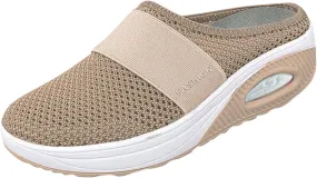 Cathalem Mule Sneakers for Women, Women's Air Cushion Slip-On Walking Shoes Orthopedic Diabetic Walking Shoes, Lace Up Shoes