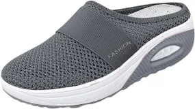 Cathalem Mule Sneakers for Women, Women's Air Cushion Slip-On Walking Shoes Orthopedic Diabetic Walking Shoes, Lace Up Shoes