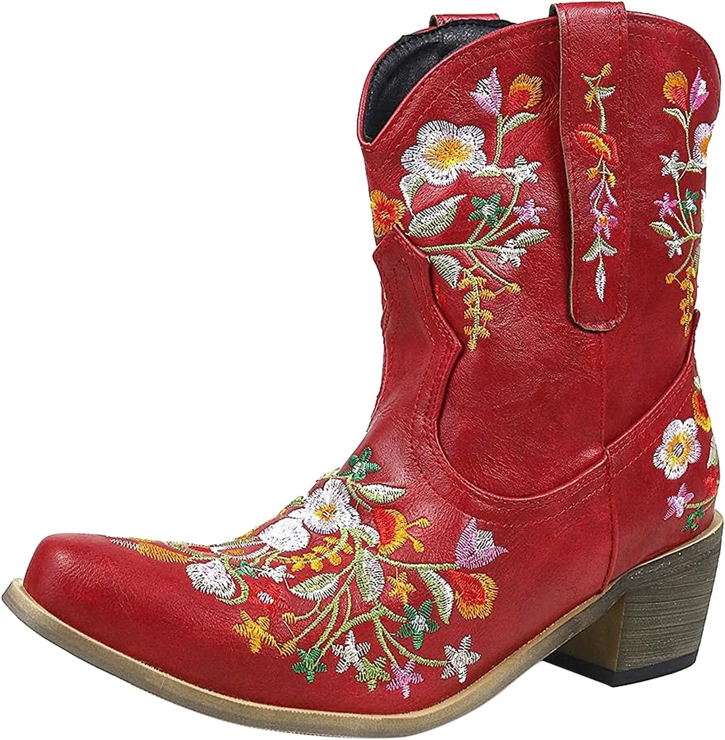 Cowboy Cowgril Boots for Women Ankle Low Heel Cowgirl Boots Western Chunky Heels Cowgirl Boots Women Cowboy Boots