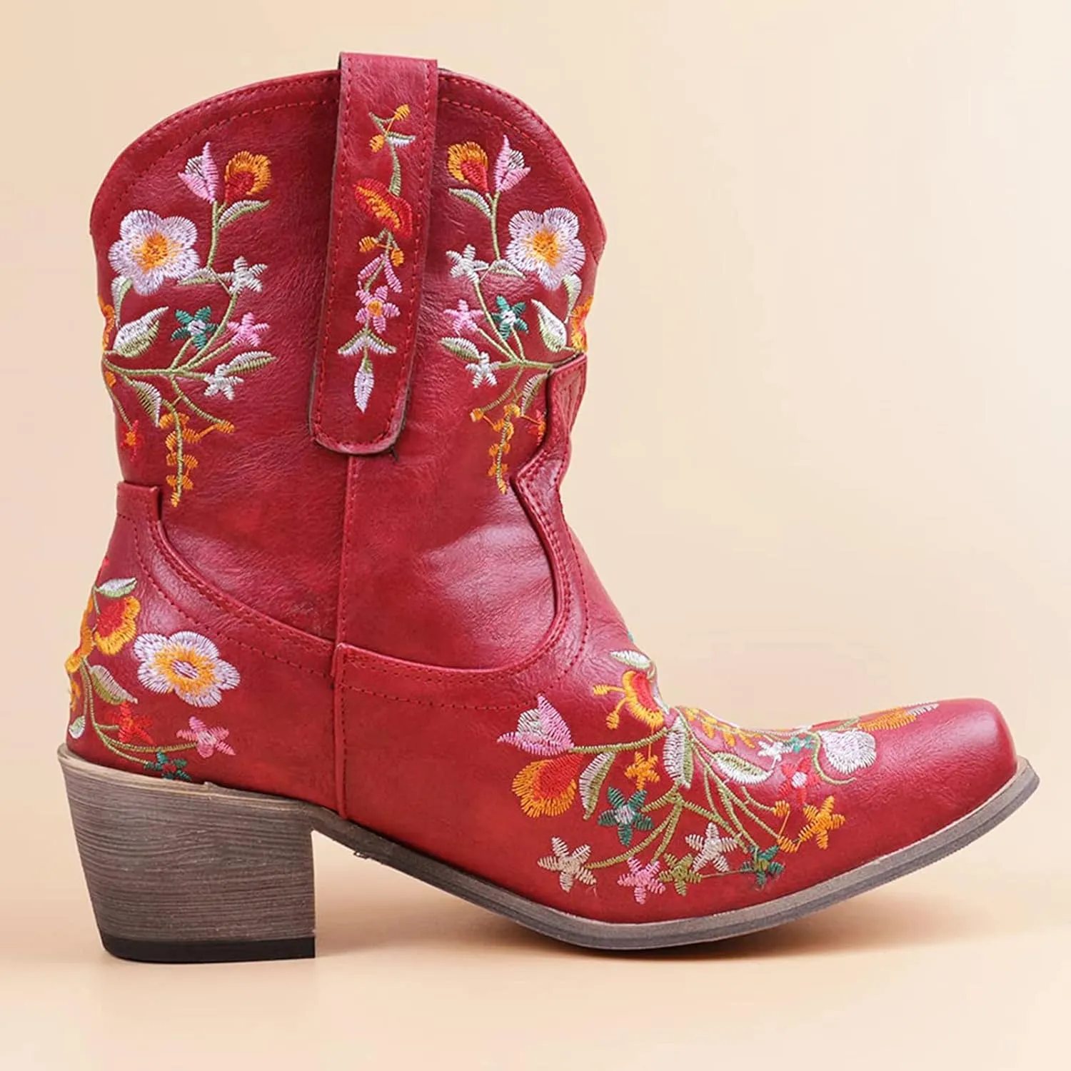 Cowboy Cowgril Boots for Women Ankle Low Heel Cowgirl Boots Western Chunky Heels Cowgirl Boots Women Cowboy Boots