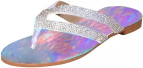Flip Flop Sandals for Women,Fashion Flat Rhinestone Crystal Slippers Comfy Beach Roman Shoes