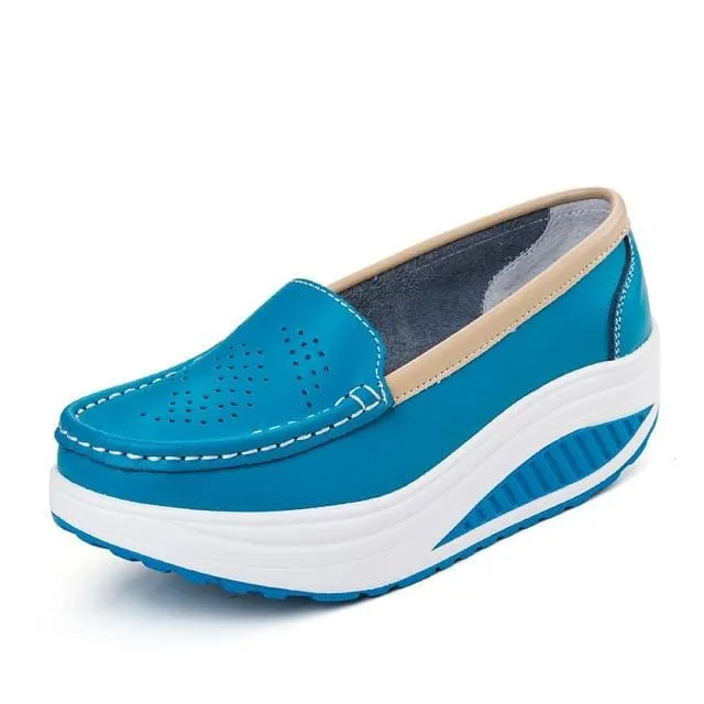 Genuine Leather Nurse Swing Work All Single Star Wedges Women's Shoes