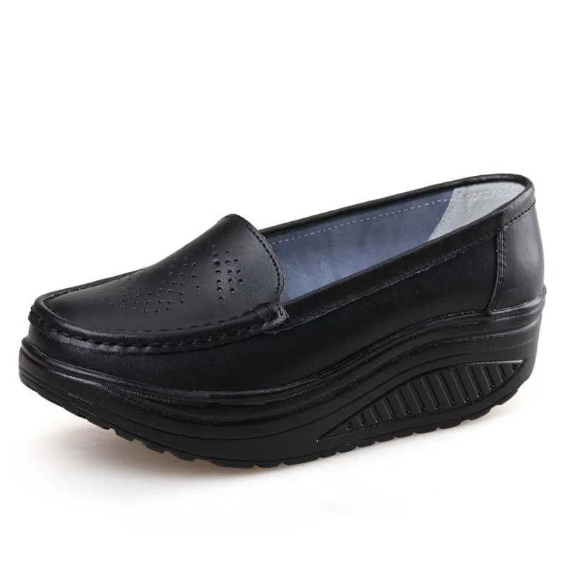 Genuine Leather Nurse Swing Work All Single Star Wedges Women's Shoes