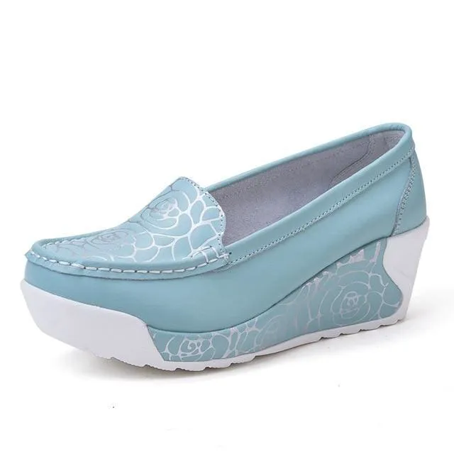 Genuine Leather Nurse Swing Work All Single Star Wedges Women's Shoes