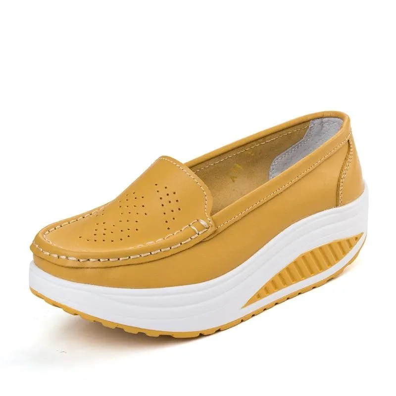 Genuine Leather Nurse Swing Work All Single Star Wedges Women's Shoes
