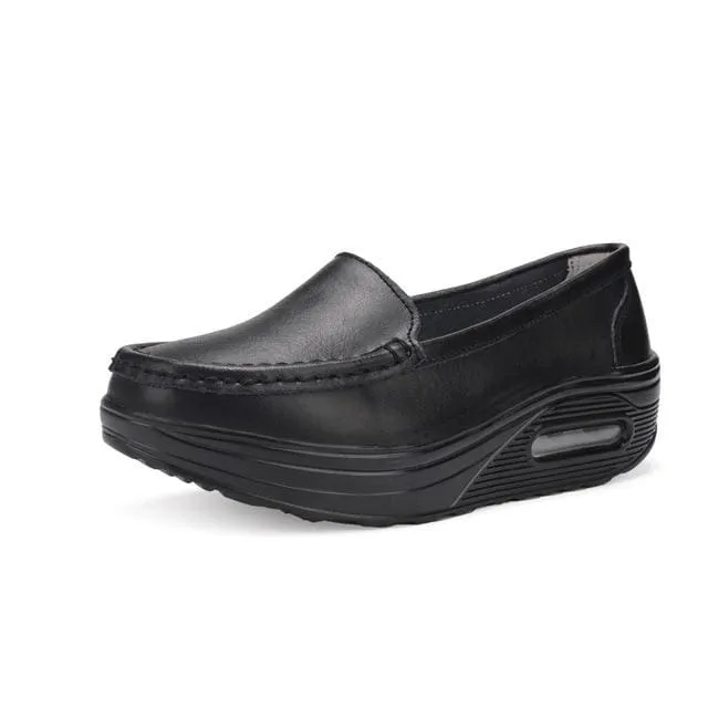 Genuine Leather Nurse Swing Work All Single Star Wedges Women's Shoes