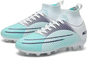 GEXECEUSS Soccer Boots for Big Boy High-Top Ankle Boots Cleats Soccer Shoes Lightweight Turf Football Shoes for Indoor Outdoor Competition Training