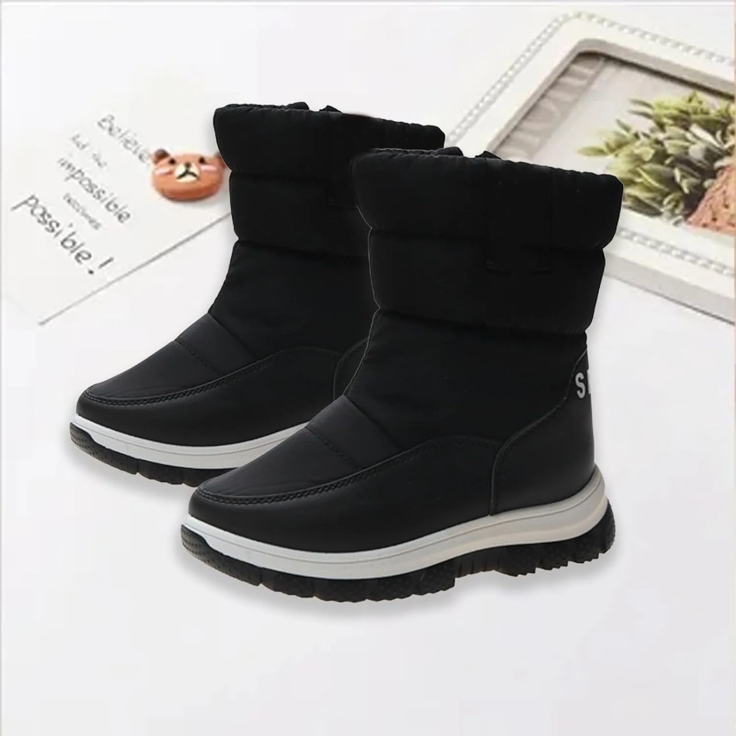 Kids Snow Boots Thick Cotton Booties Shoes Boys Girls Chunky Sole Outdoor Ski Boots Winter Fashion Warm Comfy Shoes