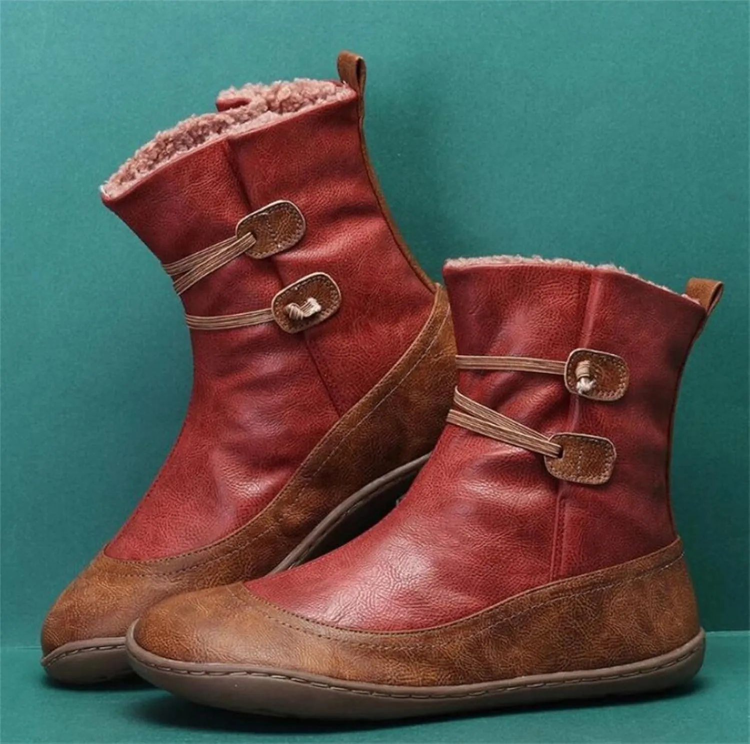 Ladmiple Snow Boots For Women Cute High Top Warm Fur Lined Winter Ankle Booties Outdoor Fashion Slip On Mid Calf Walking Shoe