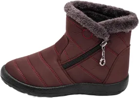 Ladmiple Winter Boots For Women Waterproof Snow Wide Width Fur Lined Warm Ankle Booties Slip On Outdoor Comfortable Shoes