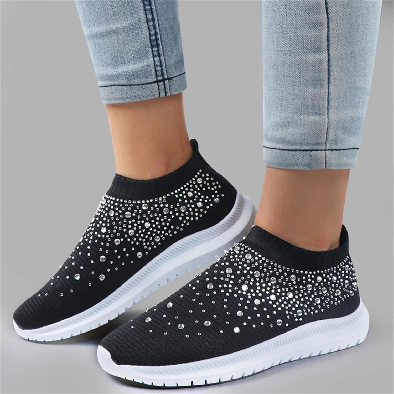 Lausiuoe Running Shoes For Women Arch Support Walking Comfort Light Weight Tennis Shoes Slip On Gym Fashion Sneakers