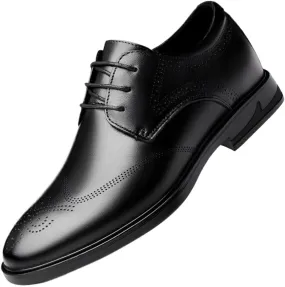 Leather Dress Shoes 6cm Height Increasing Elevator Shoes Taller Men Invisible Elevated High Heels Oxfords Patent Leather Formal Dress Oxfords