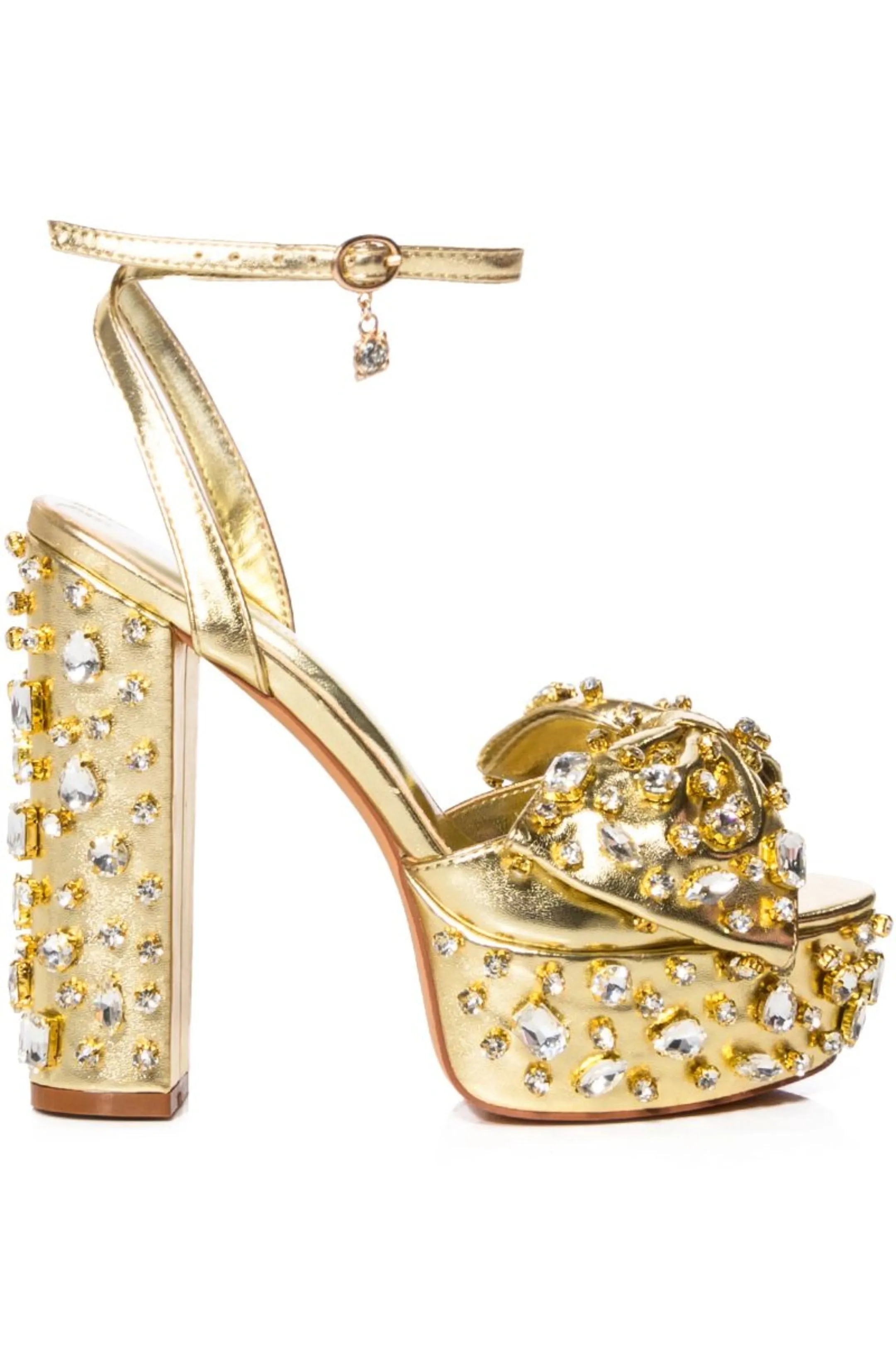 MAYA-GOLD PLATFORM HEELED SANDAL