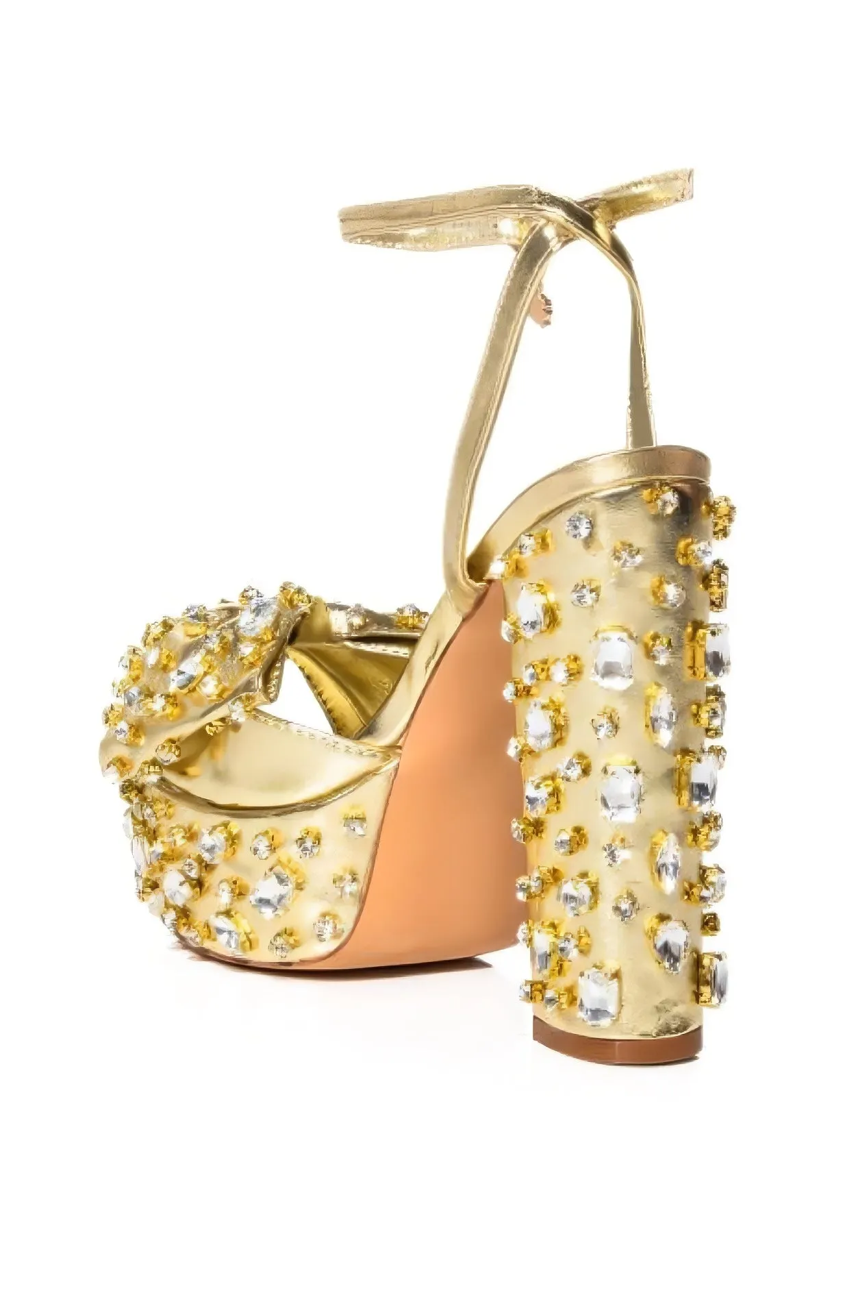 MAYA-GOLD PLATFORM HEELED SANDAL