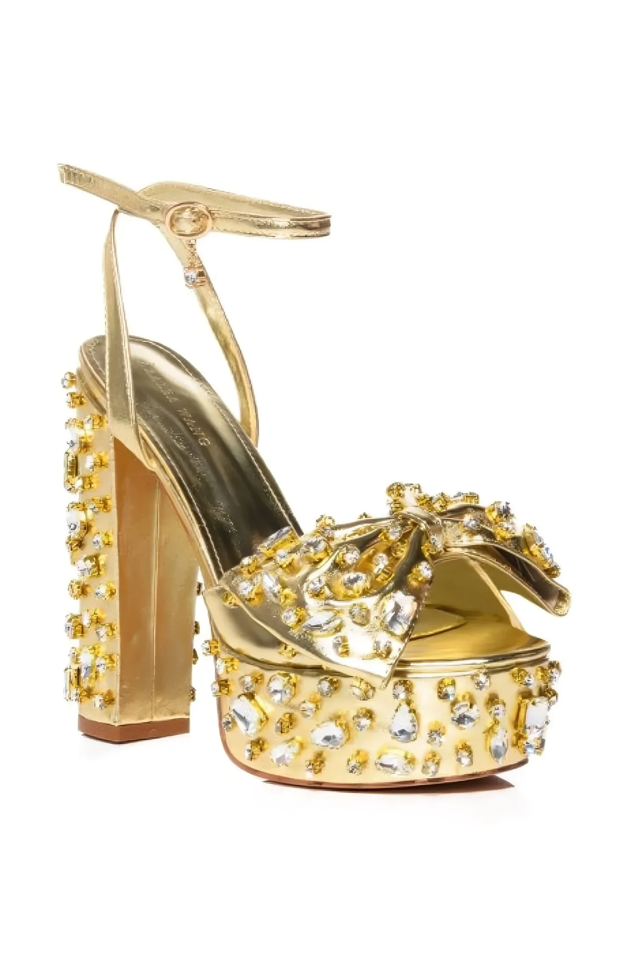MAYA-GOLD PLATFORM HEELED SANDAL