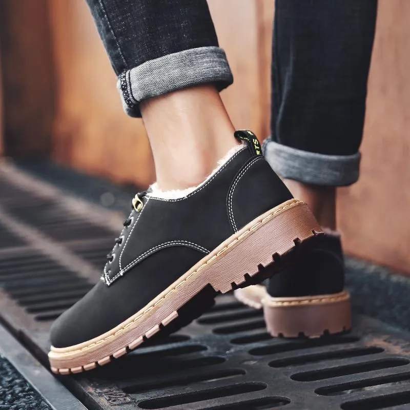 Men's Autumn/Winter Casual Leather Shoes With Plush
