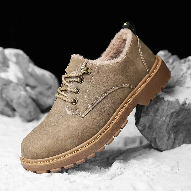 Men's Autumn/Winter Casual Leather Shoes With Plush