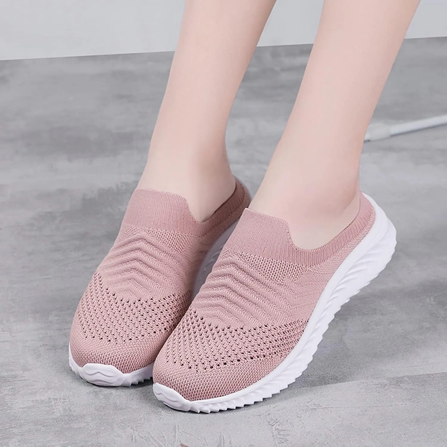 Men's Mesh Sneakers Womens Slip On Sneakers with Arch Support Shoes for Women Round Toe Slip On Casual Women Loafers Womens White Sneakers Wide Width