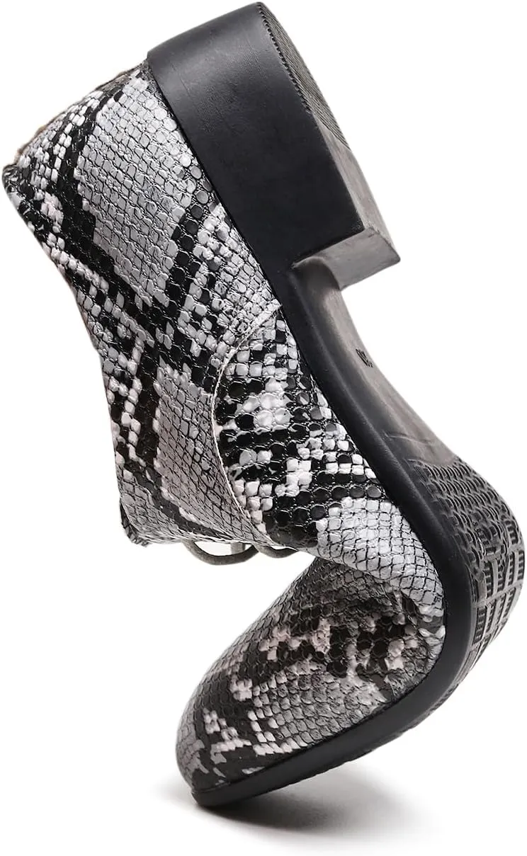 Men's Oxfords Snake Print Leather Oxfords with Lace-Up Black and White Dress Shoes