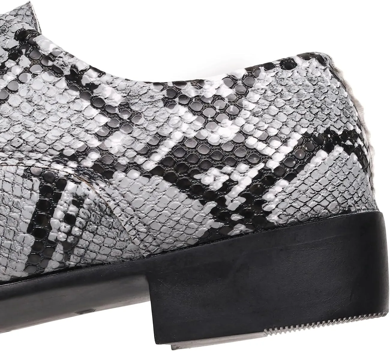 Men's Oxfords Snake Print Leather Oxfords with Lace-Up Black and White Dress Shoes