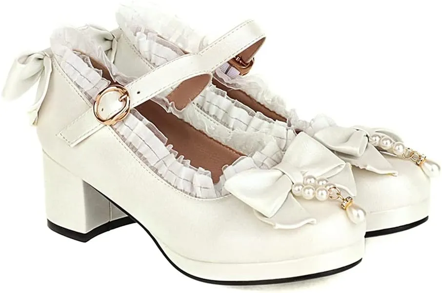 MIOKE Women's Chunky Platform Pump Oxfords Patent Leather Buckle High Heel Classic Mary Jane Dress Shoes