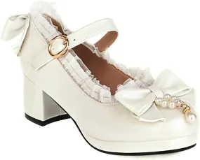 MIOKE Women's Chunky Platform Pump Oxfords Patent Leather Buckle High Heel Classic Mary Jane Dress Shoes