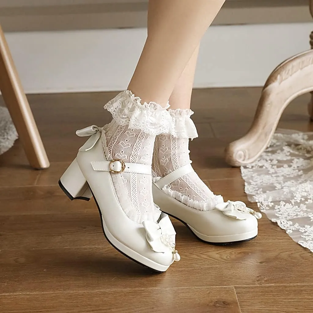 MIOKE Women's Chunky Platform Pump Oxfords Patent Leather Buckle High Heel Classic Mary Jane Dress Shoes