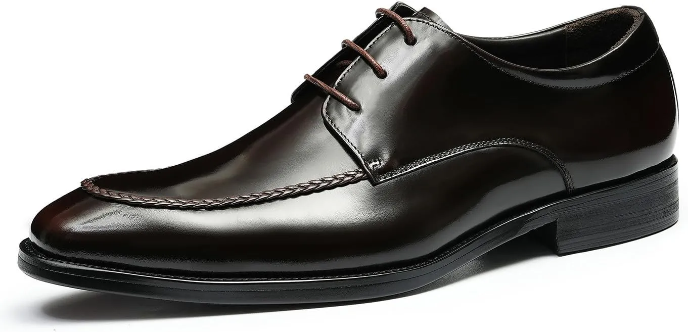 Santimon Mens Oxfords Fomarl Dress Genuine Leather Pionted Toe Derby Fashion Business Casual Porm Wedding Comfortable Walking Shoes for Men