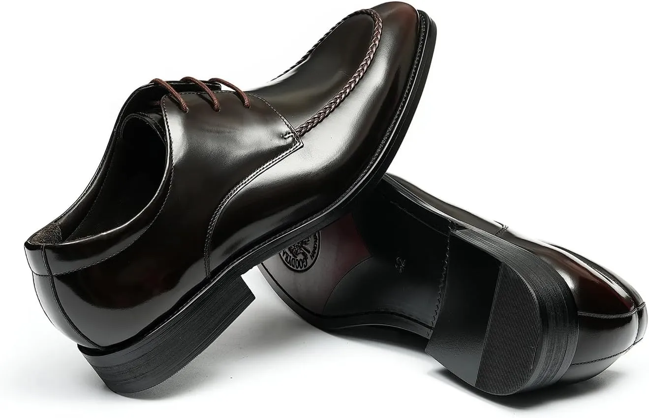 Santimon Mens Oxfords Fomarl Dress Genuine Leather Pionted Toe Derby Fashion Business Casual Porm Wedding Comfortable Walking Shoes for Men