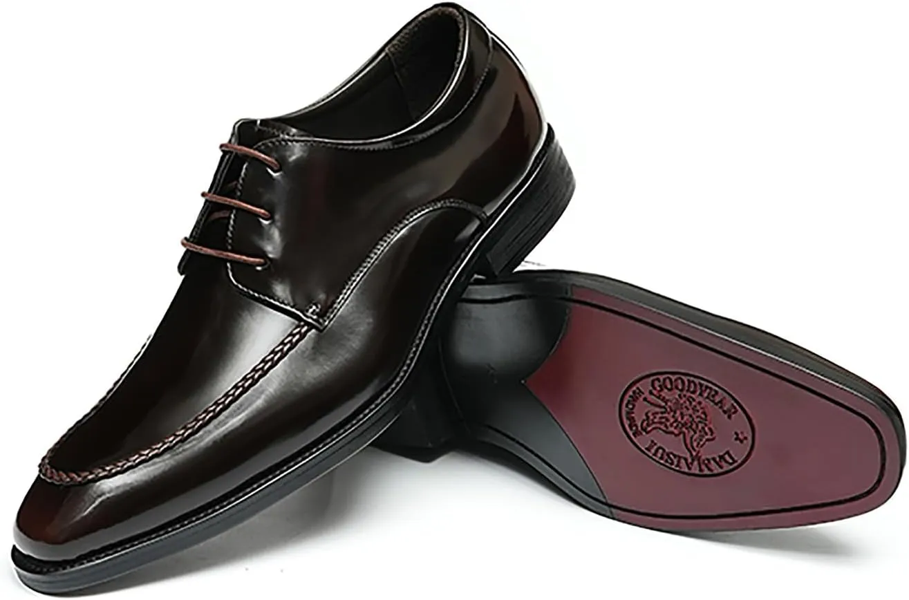Santimon Mens Oxfords Fomarl Dress Genuine Leather Pionted Toe Derby Fashion Business Casual Porm Wedding Comfortable Walking Shoes for Men