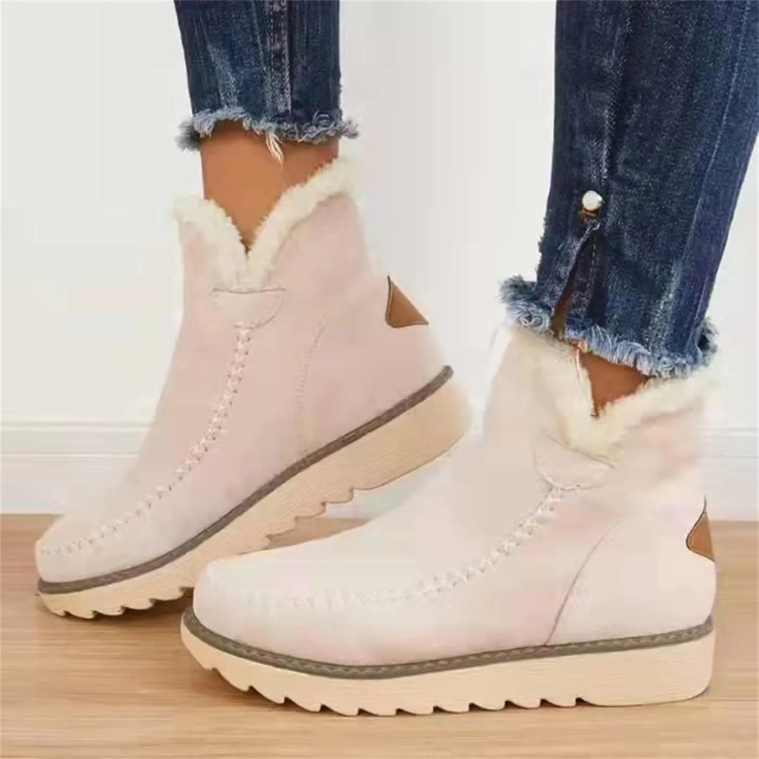 Trending Winter Boots For Women 2024 Warm Fur Lined Snow Short Ankle Booties Fashion Comfortable Slip On Loafers Shoe