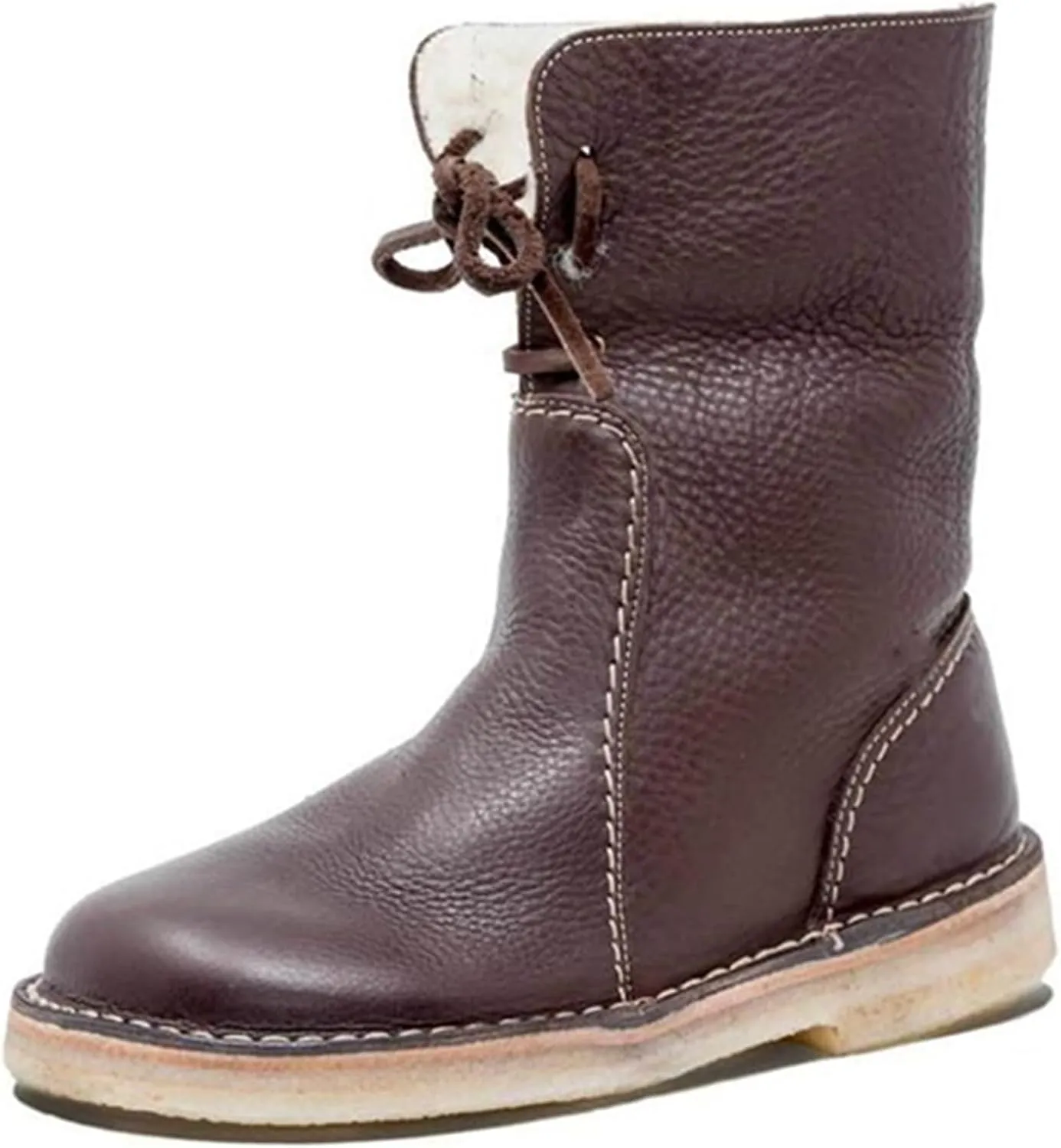 Waterproof Snow Boots for Women, Wide Width Ankle Boots Warm Insulated Faux Fur Lined Waterproof Lace Up Snow Boots Winter Fuzzy Snow Boots Short Ankle Boot with Fur Lined