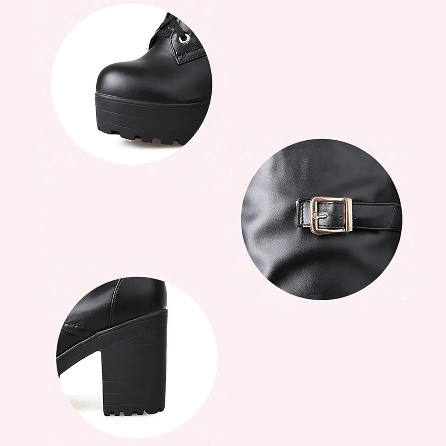 Womens Boots Knee High Boots Women Winter Boots for Women Chunky Heel Thigh High Shoes High Heel Lace-Up Booties