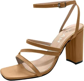 Womens Chunky Heel High Sandals Square Open Toe Solid Color Fashionable 2025 Summer Casual Breathable Shoes Classic Plus Size Beach Vacation Outdoor Footwear