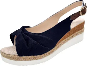 Women's Fashion Summer Solid Fabric Fish Mouth Wedge Heel Sandals Women's Summer Shoes Casual Sandals