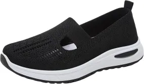 Women's Woven Orthopedic Breathable Soft Sole Tennis Shoes Men Mesh Casual Slip On Shoes Wedge Sneakers Black Tennis Shoe Loafers Casual Slip On
