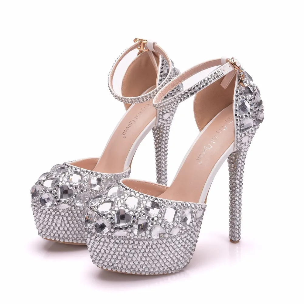 Wonen Pumps Fashion Office Shoes Waterproof platform Hollow Round Toe Thin Heels 14CM High Heels Shoes Women&#39;s Wedding Shoes